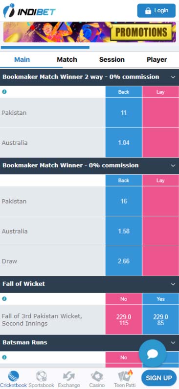 Indibet cricketbook.